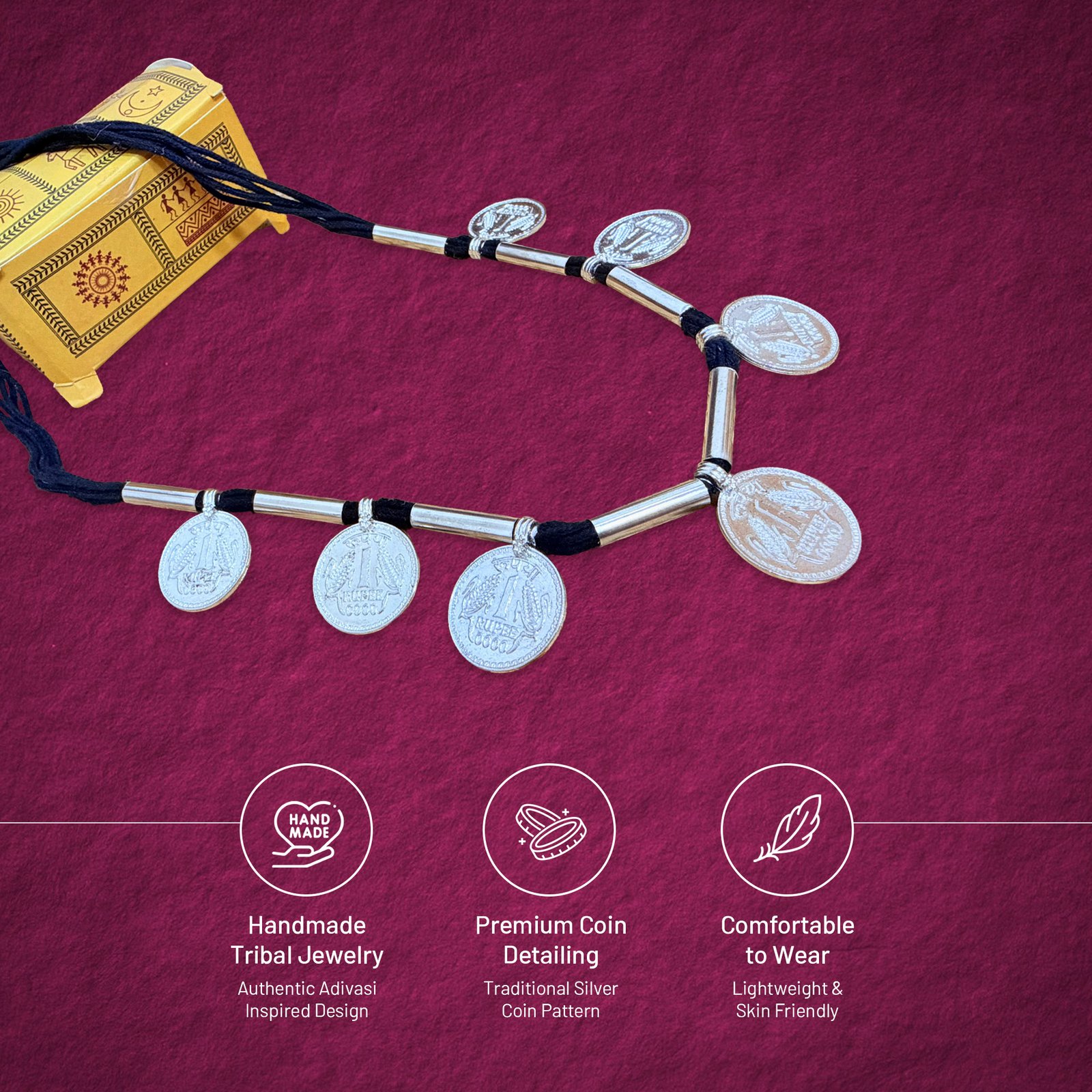 Tribal Rupiya Mala Necklace |Tribal Coin Necklace - Image 2
