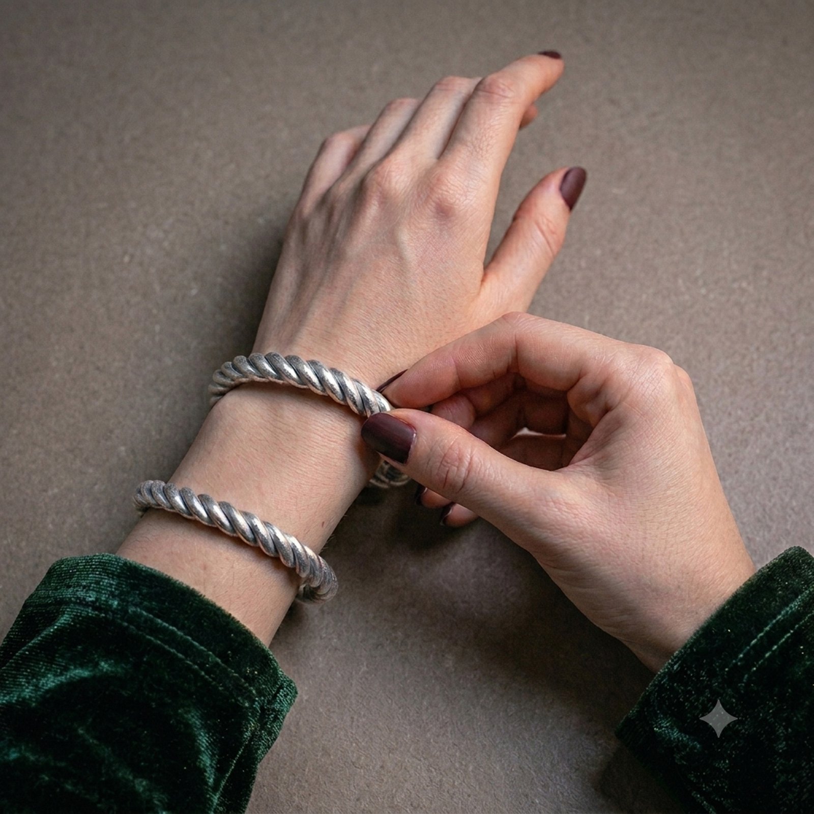 Tribal Twisted Silver Bangles | Traditional Adivasi Kada Set - Image 2