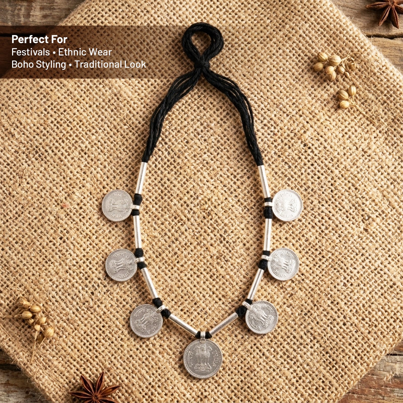 Tribal Rupiya Mala Necklace |Tribal Coin Necklace - Image 3